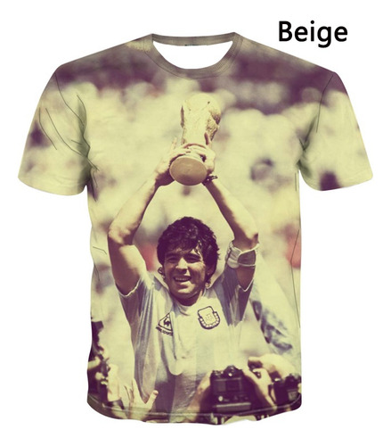 Camiseta Con Estampado 3d Panini Boca De Diego Maradona
