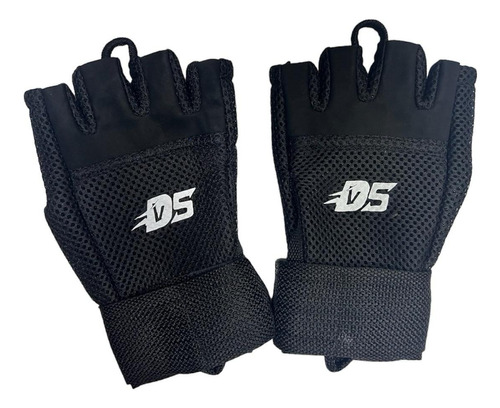 Guantes De Fitness Entrenamiento Con Muñequera Cuero Negro