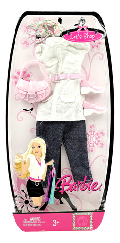 Barbie Fashion Fever Lets Shop White T Shirt Pink Purse Set