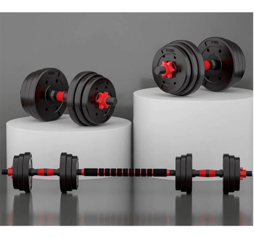 Imagen 3 de 5 de Set De Mancuernas Unibles De 30kg Con Barra De Extension.