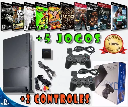 Playstation 2 Completo Na Promoção Ps2+ 02 Controles+ 5 Jogos+ Garantia!!