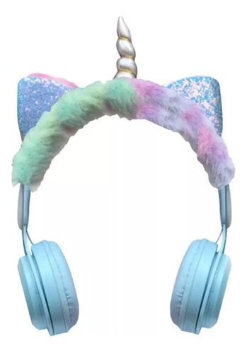 Auriculares De Unicornio Bluetooth Peluche Arcoíris Infantil