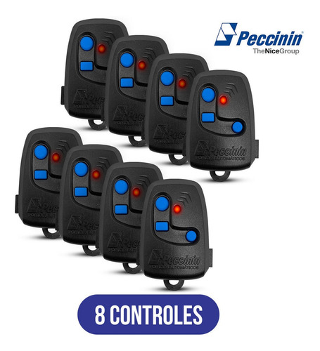 Kit Com 8 Controles Remoto Peccinin 3 Teclas 433,92 Mhz