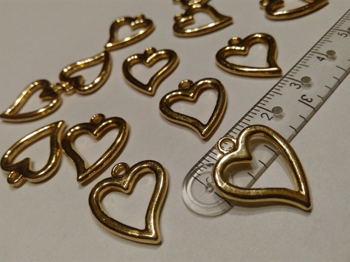 Dijes Corazón Corazones Dorado Fantasía 1,8*1,5cm X 20 Unid.