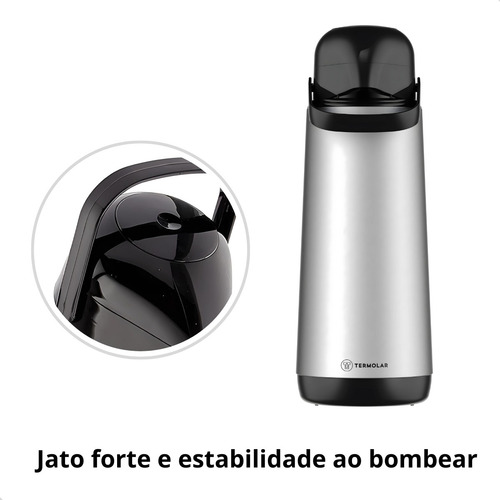 Garrafa Térmica De Café E Chá Inox Lumina 1,8l Pressão