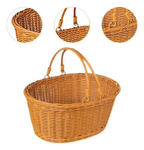 Cesta De Picnic Con Manijas De Canasta De 38 X 30 X 18 Cm