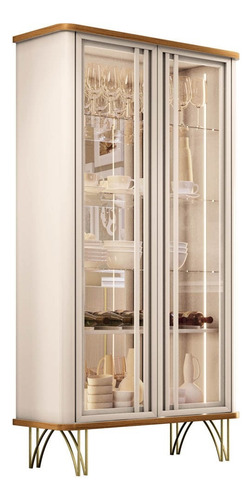 Balcão Buffet Com Cristaleira Alvora H01 Off White/cinamomo