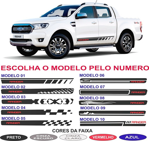 Par Adesivos Faixa Lateral  Nova Ford Ranger Sport Ate 2019