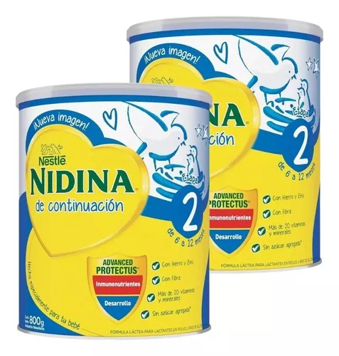 2un Leche De Fórmula En Polvo Nestlé Nidina 2 En Lata 800g