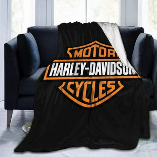 Manta Harley Davidson Negra Clásica De Felpa Súper Suave - M