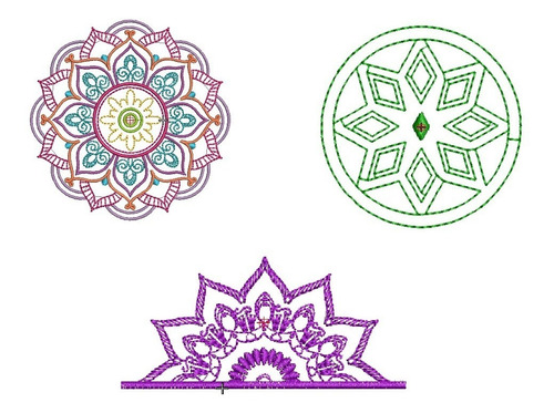 Pack De 3 Diseños Matrices P/bordadora Mandalas Barbijos