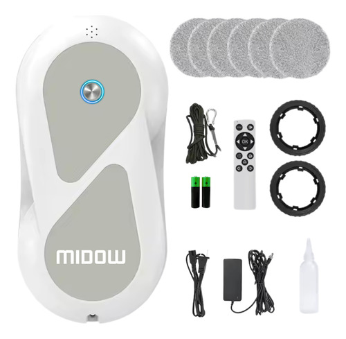 Robot Limpia Vidrios Inteligente Midow Interior Exterior 90w Con Deposito De Liquido Control Remoto O App