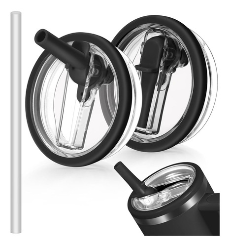 Funda Para Vaso Mas Accesorio Tapa Para Quencher Antiderrame Negro Lisa