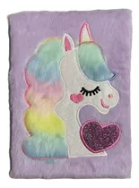 Comprar Agenda diaria de felpa con forma de unicornio, lujosa portada, 70 hojas, color lila, unicornios