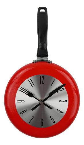 Reloj De Pared 8 Pulgadas Sartén Diseño Arte Moderno Rojo