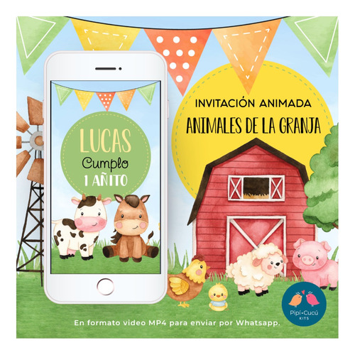 Video Invitación Animada - Animales De La Granja (con Foto)