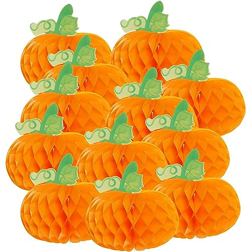 12 Pieces Tissue Paper Pumpkin 3d Honeycomb Pumpkins Fo...