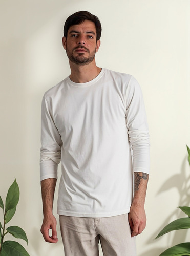 Polo 100% Algodón Pima Cuello Redondo Manga Larga