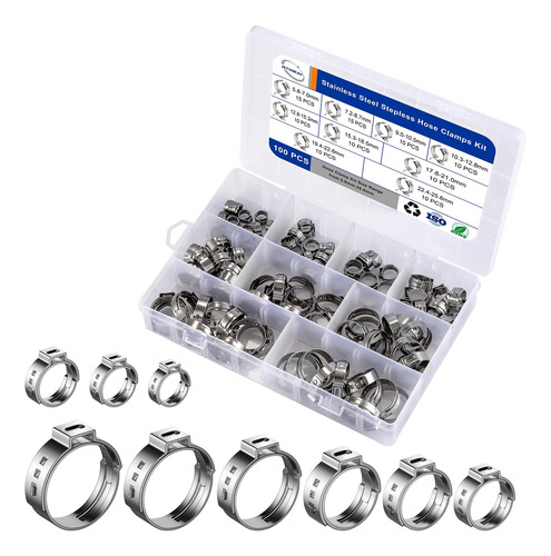 Kit De Anillos De Abrazadera De Cincha Sin Pasos (100 Unidad