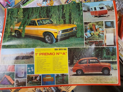 Antigua Lamina De Rifa De 1979- Chev- Fiat 600-citroen