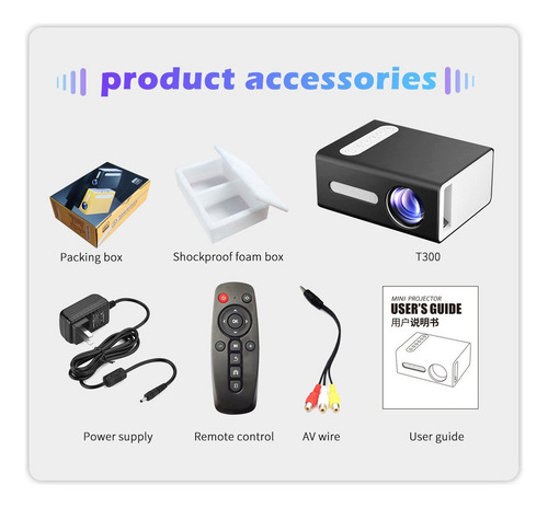 Projetor T300 Hd Micro Led Portátil 1080p 5000lm