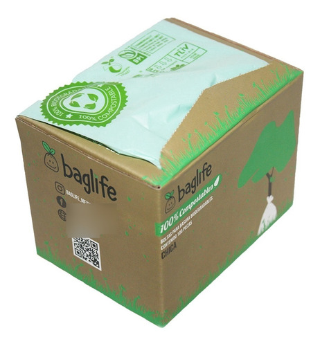 400 Bolsas Ch. 100% Compostables 43x45cm Baglife Certificada