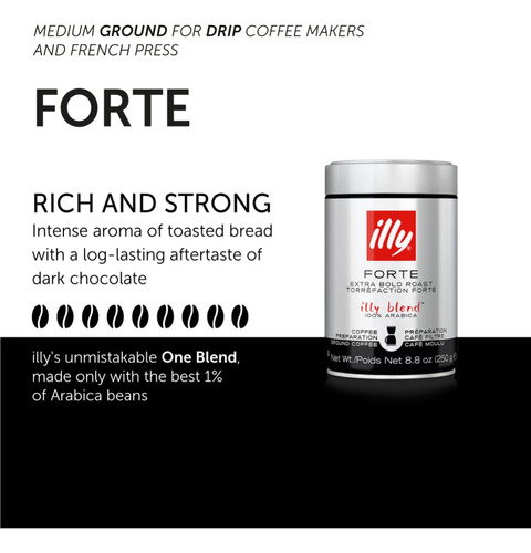 Café Molido Illy Forte Extraoscuro 250 Gramos Sin Conservant