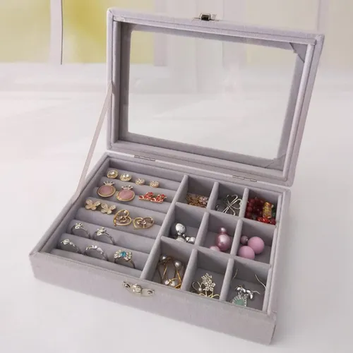 Joyero Caja Exhibición Estuche Organizador De Joyas Ld-1016 Color Gris