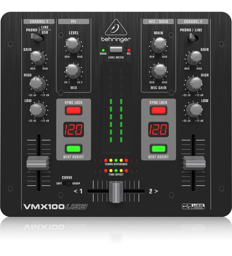Imagen 1 de 3 de Vmx 100usb Mezclador De Dj Profesional De 2 Canales