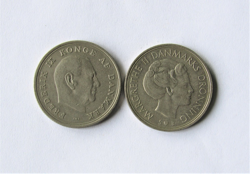 Moneda Dinamarca 1 Krone 1965 Y 1975