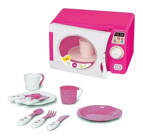 Brinquedo Faz De Conta Micro-ondas Rosa Com Som Ta Te Ti