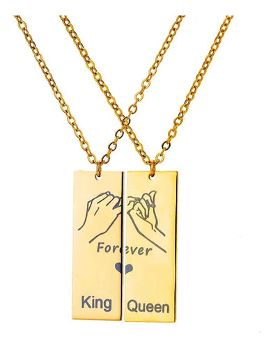 Collares Amistad Pareja King And Queen Acero Inoxidable