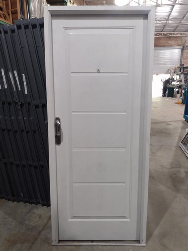 Imagen 2 de 5 de Puerta Doble Chapa 80x200 Manijon Cromado Terra Alfa Metal