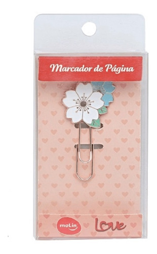 Marcador De Página Love Flower Branco/azul Blister 1un Molin