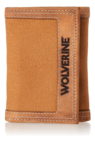 Wolverine Billetera Triple De Lona/cuero Para Hombre, Cafe/c