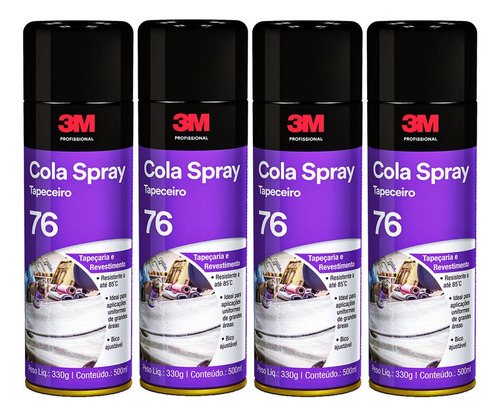 Kit 4 Cola Spray Tapeceiro 3m Adesivo Sapateiro De Contato