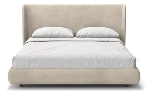 Cama Queen Base Estofada Boucle Com Cabeceira Slim Damie