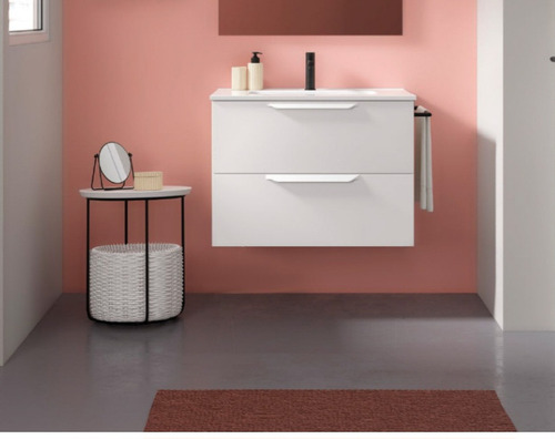 Arg Mueble Blanco Mate Urban Baño 80cm Lavamano+espejo S/l