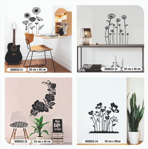 Imagen 6 de 8 de Vinilos Decorativos De Pared, Arboles, Flores Y Pájaros Love