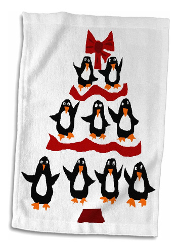 Toalla Mano Diseño Pingüino Cinta Roja In