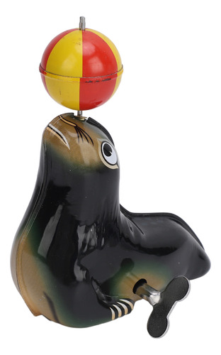 Figura Vintage De Sea Lion Wind Up Toy Balanceando Una Pelot