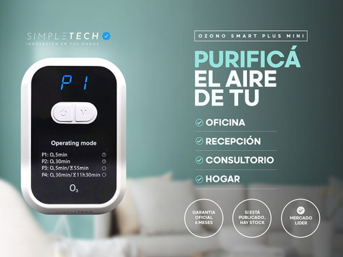 Imagen 3 de 7 de Ozonizador Purificador Sanitizante Portatil Recargable Usb