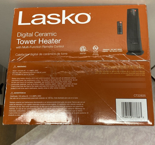 Calefactor Lasko Digital De Ceramica En Torre 1500w
