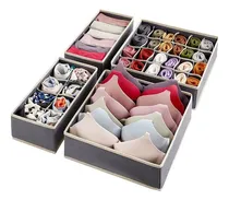 Comprar Pack De 4 Organizadores De Ropa Interior Plegables Beige Color Gris