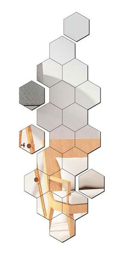 Espelho Acrilico Decorativo Parede Hexagonal Grade 10 Peças