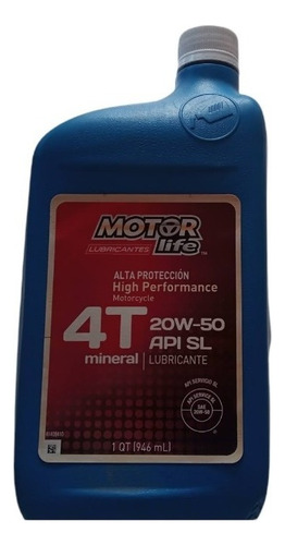 Aceite 20w50 4t Motorlife 946 Ml