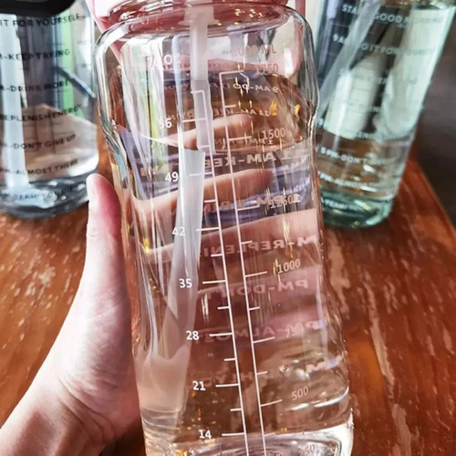 Nuevo Botella De Agua De 2 Litros Con Pajita, Botella