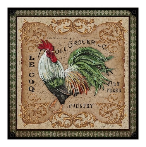 #431 - Cuadro Vintage 30 X 30 - Gallo Poster Dibujo Hogar