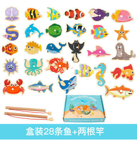 Caja De 28 Peces (cubo Portátil De Madera) Magnetic Ocean