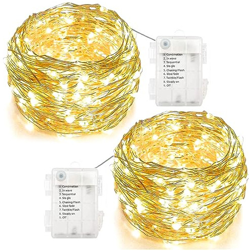 Cadena De Luces De Alambre De Plata 100 Led Y 33 Pies D...